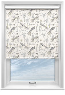 Tropical Birds, Golden Silver - Roller Blind